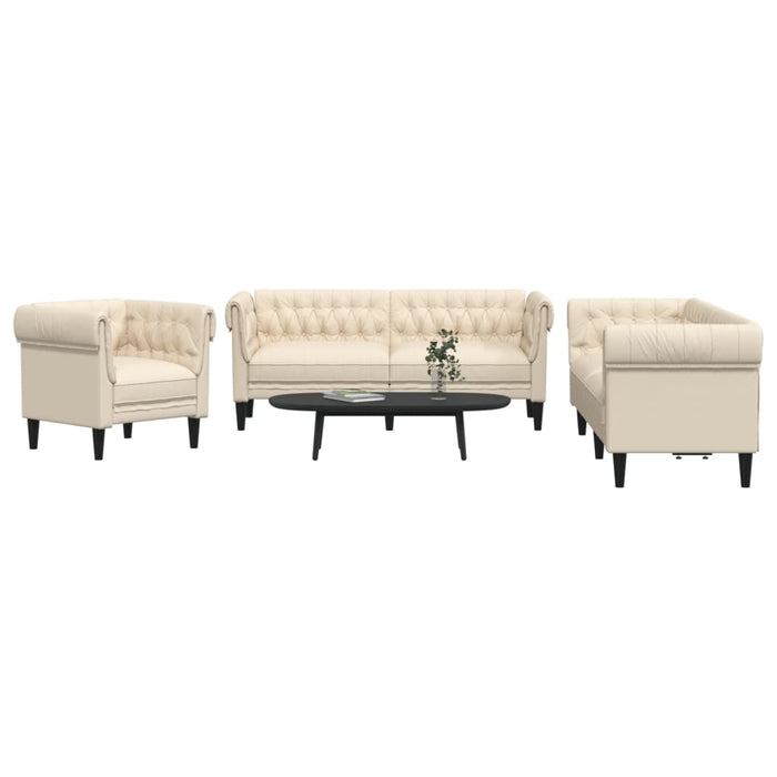 Set de canapele, 3 piese, crem, material WALTI