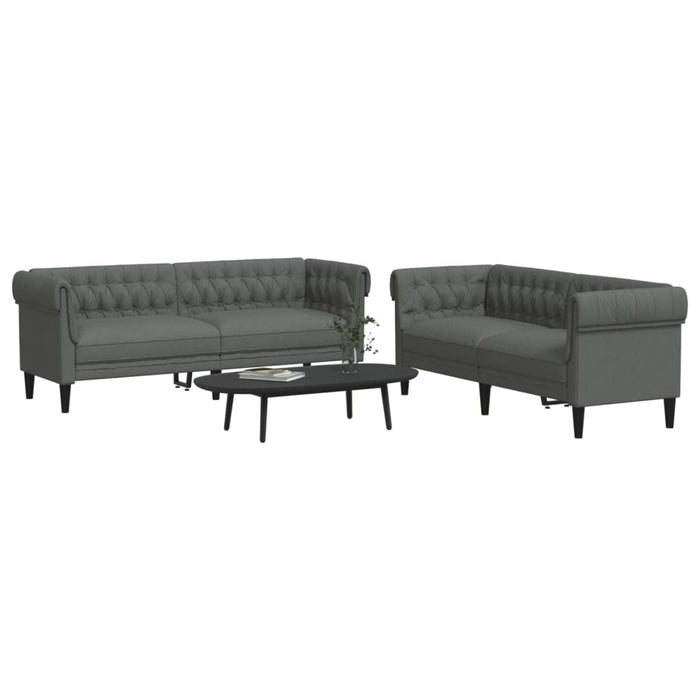 Set de canapele, 2 piese, gri închis, material textil WALTI
