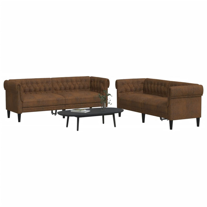 Set de canapele, 2 piese, maro, textil WALTI