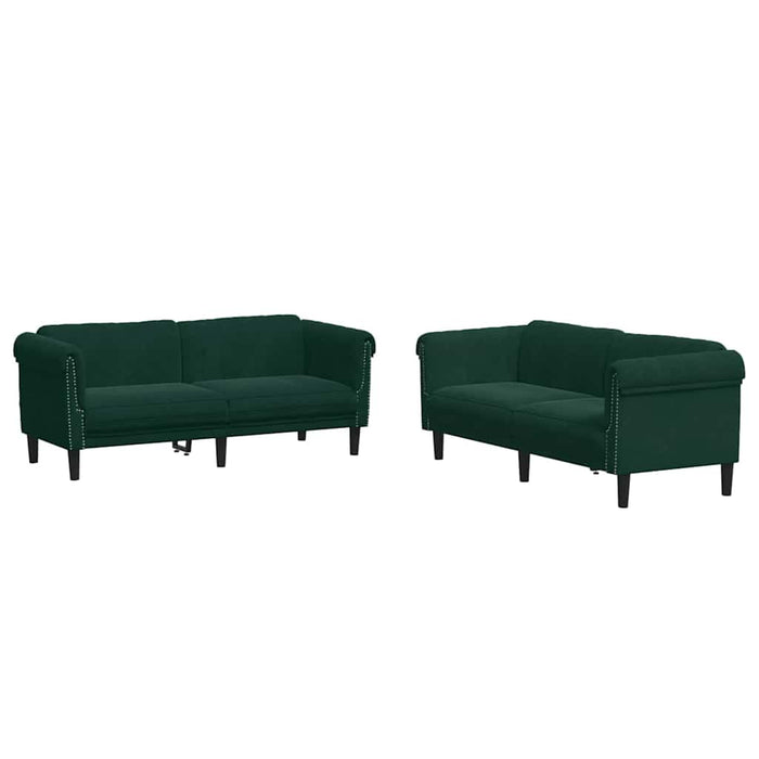 Set de canapele, 3 piese, verde închis, catifea - WALTI WALTI
