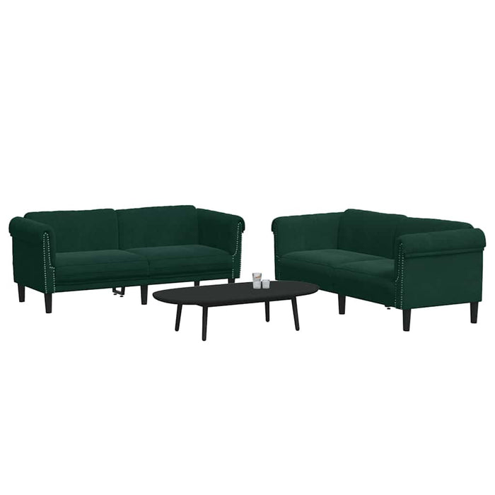 Set de canapele, 3 piese, verde închis, catifea - WALTI WALTI