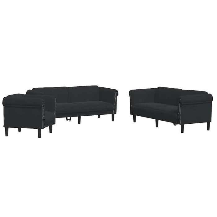 Set de canapele, 3 piese, negru, catifea - WALTI WALTI