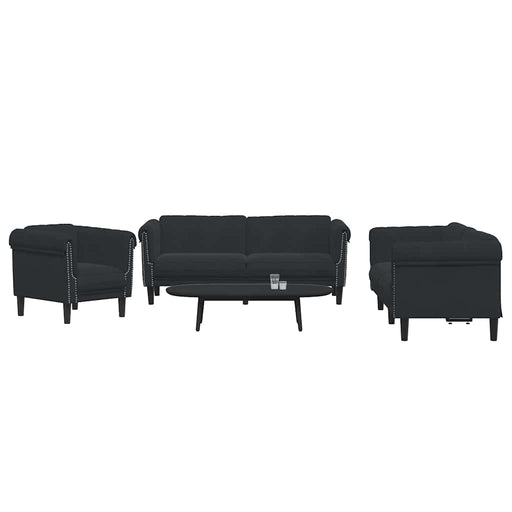 Set de canapele, 3 piese, negru, catifea - WALTI WALTI
