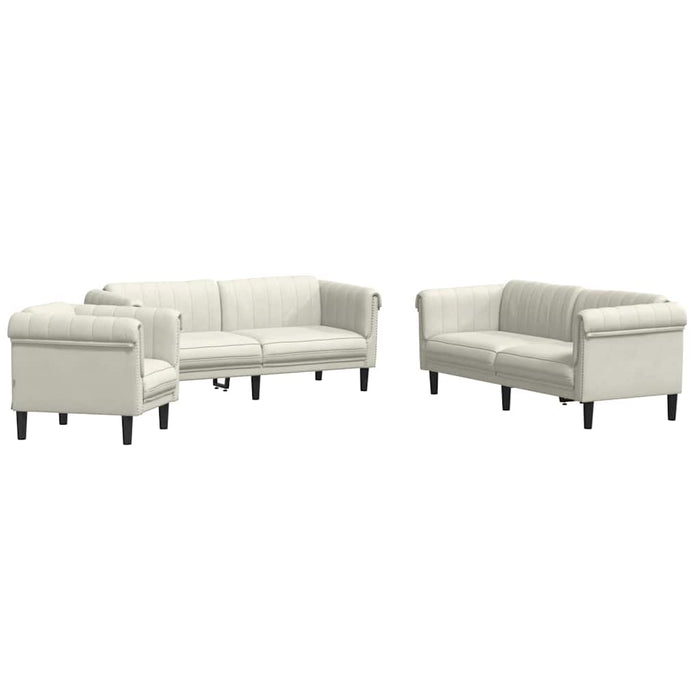 Set de canapele, 3 piese, crem, catifea - WALTI WALTI