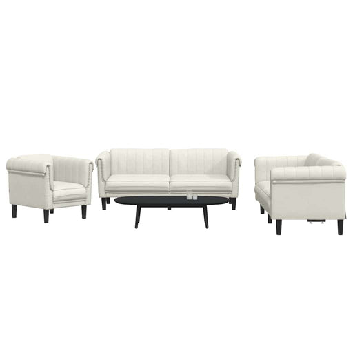 Set de canapele, 3 piese, crem, catifea - WALTI WALTI