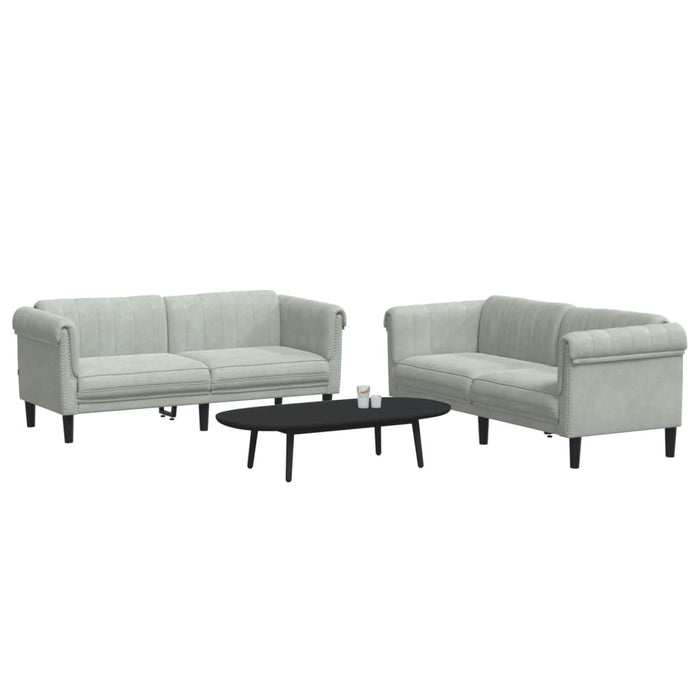 Set canapea, 2 piese, gri deschis, catifea - WALTI WALTI