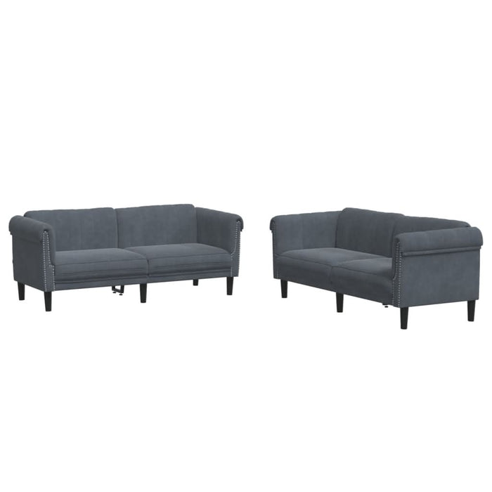 Set canapea, 2 piese, gri închis, catifea - WALTI WALTI