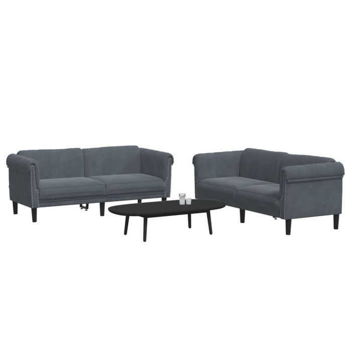 Set canapea, 2 piese, gri închis, catifea - WALTI WALTI