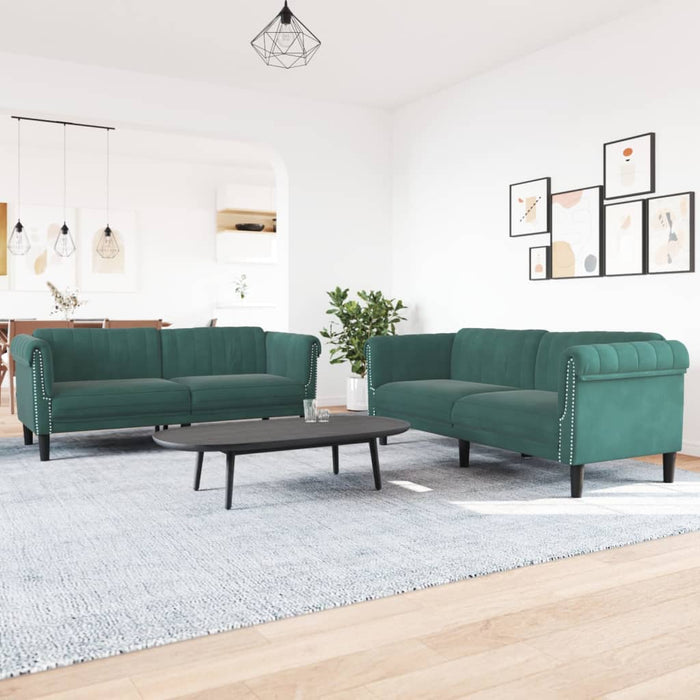 Set canapele, 2 piese, verde închis, catifea - WALTI WALTI