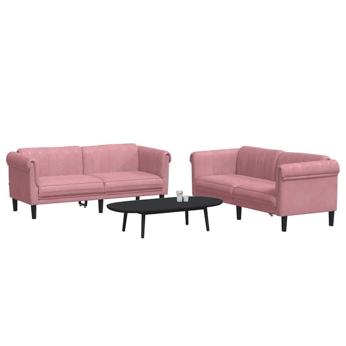 Set canapele, 2 piese, roz, catifea WALTI