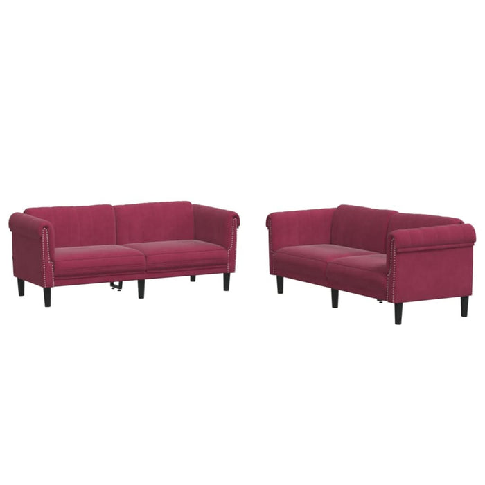 Set canapele, 2 piese, roșu vin, catifea - WALTI WALTI