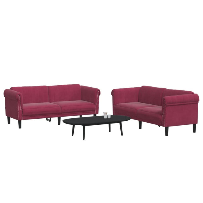 Set canapele, 2 piese, roșu vin, catifea - WALTI WALTI