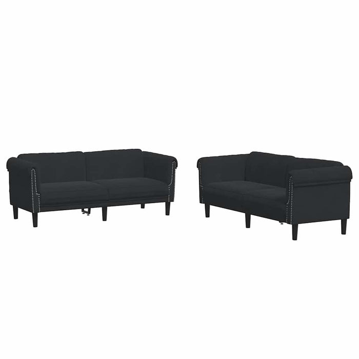 Set canapea 2 piese, negru, catifea - WALTI WALTI