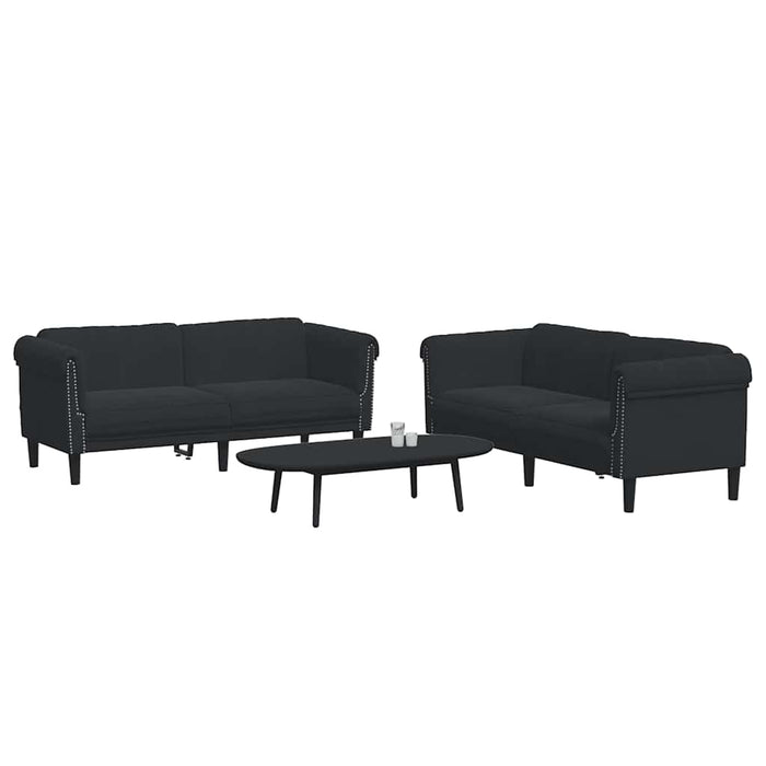 Set canapea 2 piese, negru, catifea - WALTI WALTI