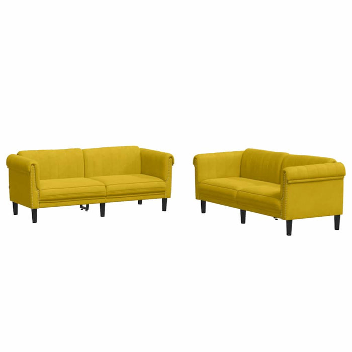 Set canapea 2 piese, galben, catifea - WALTI WALTI