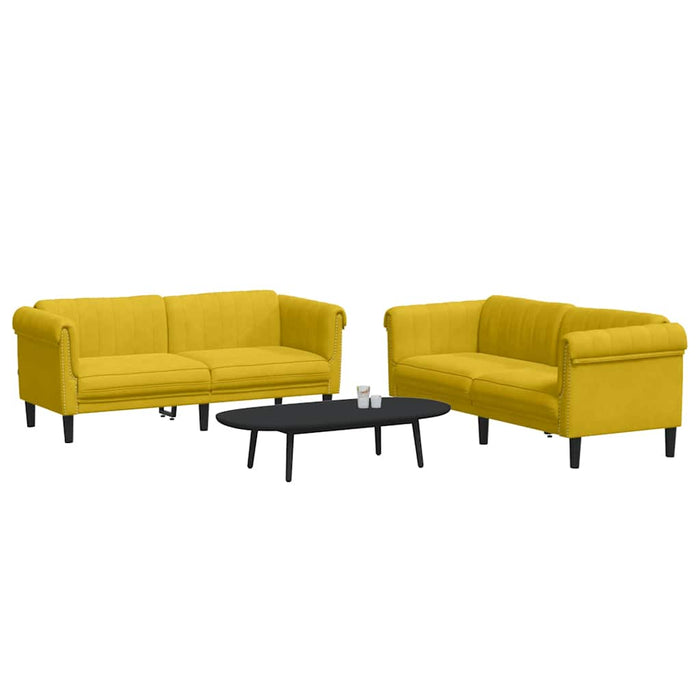 Set canapea 2 piese, galben, catifea - WALTI WALTI