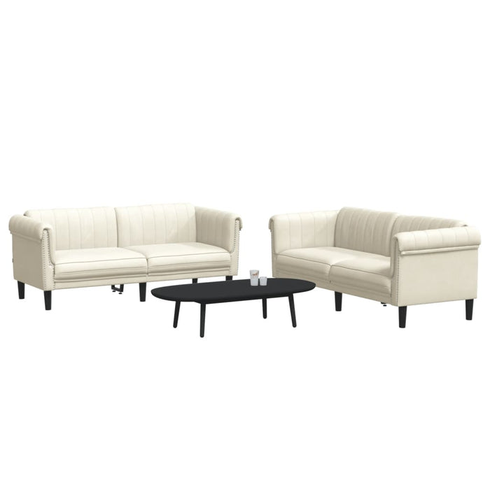 Set canapea 2 piese, crem, catifea - WALTI WALTI