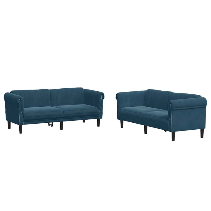 Set canapea 2 piese, albastru, catifea - WALTI WALTI