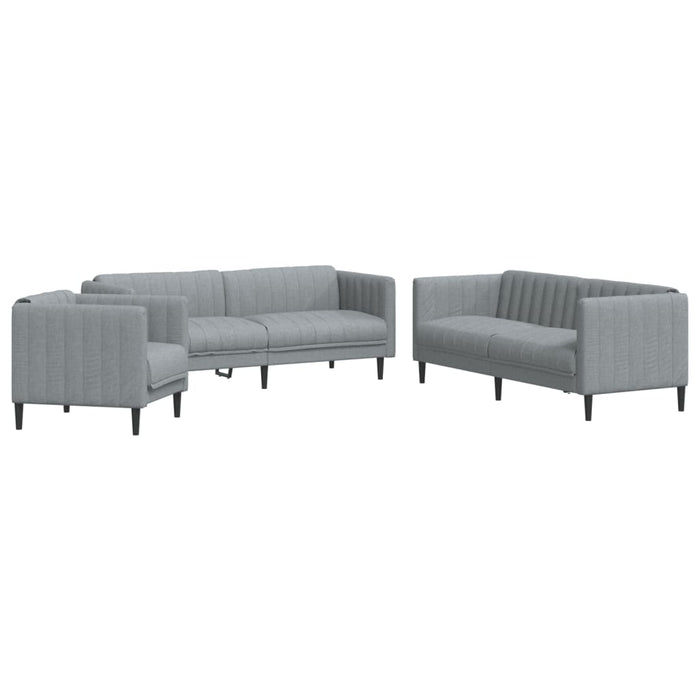 Set de canapele, 3 piese, gri deschis, textil - WALTI WALTI