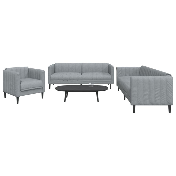 Set de canapele, 3 piese, gri deschis, textil - WALTI WALTI