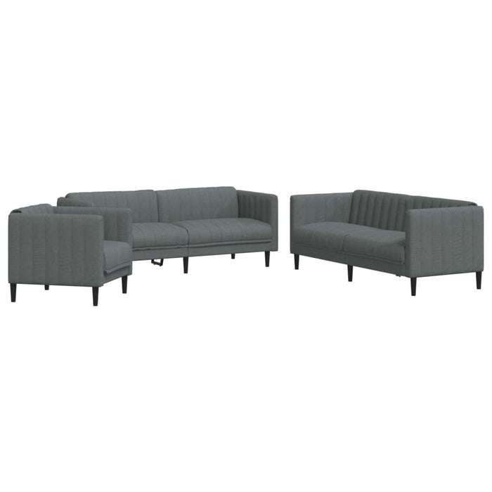 Set de canapele, 3 piese, gri închis, textil - WALTI WALTI