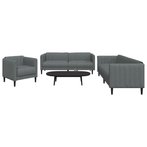 Set de canapele, 3 piese, gri închis, textil - WALTI WALTI