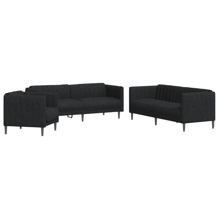 Set de canapele, 3 piese, negru, textil WALTI