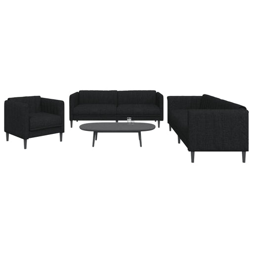 Set de canapele, 3 piese, negru, textil - WALTI WALTI