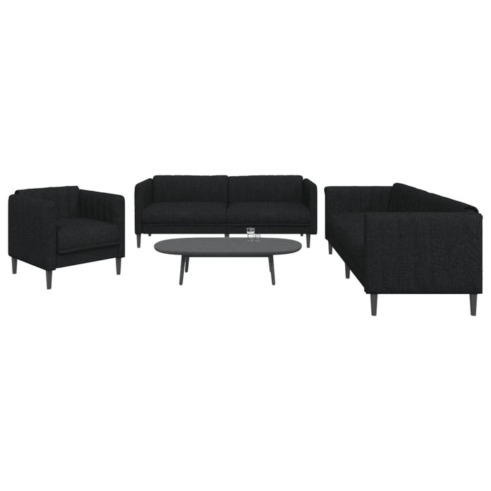 Set de canapele, 3 piese, negru, textil WALTI