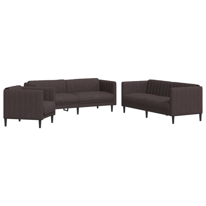 Set canapele, 3 piese, maro închis, material textil WALTI