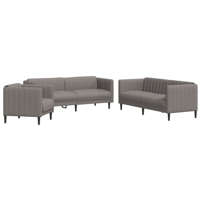 Set de canapele, 3 piese, gri taupe, textil - WALTI WALTI