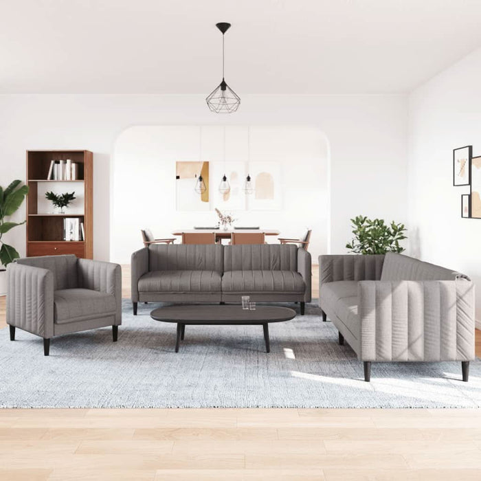 Set de canapele, 3 piese, gri taupe, textil - WALTI WALTI