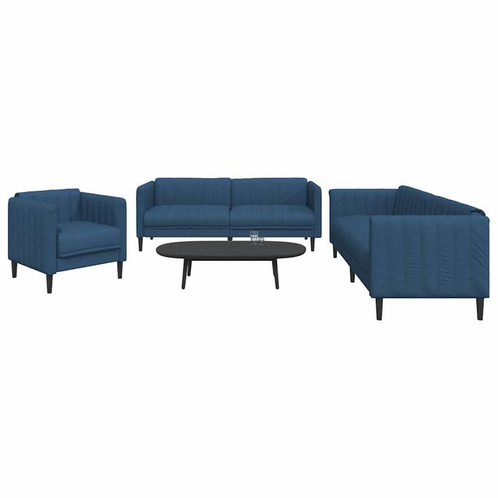 Set canapele, 3 piese, albastru, material textil - WALTI WALTI