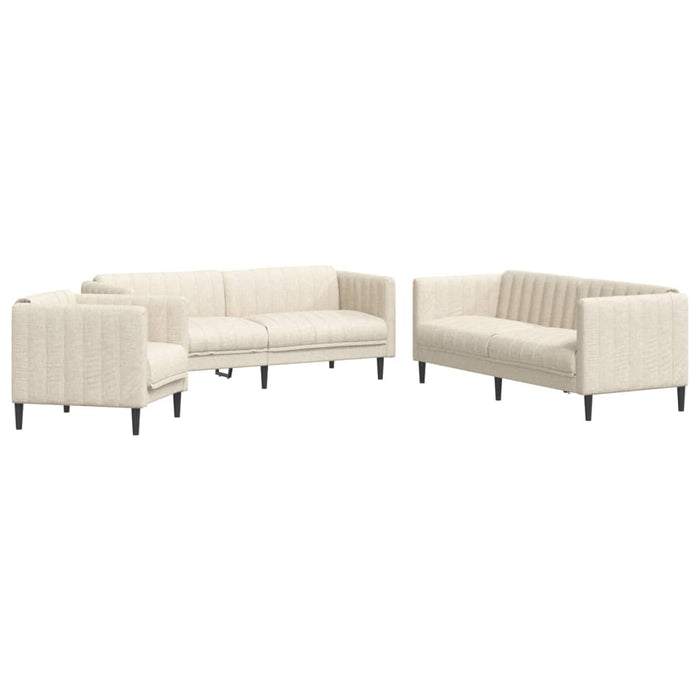 Set de canapele, 3 piese, crem, material - WALTI WALTI