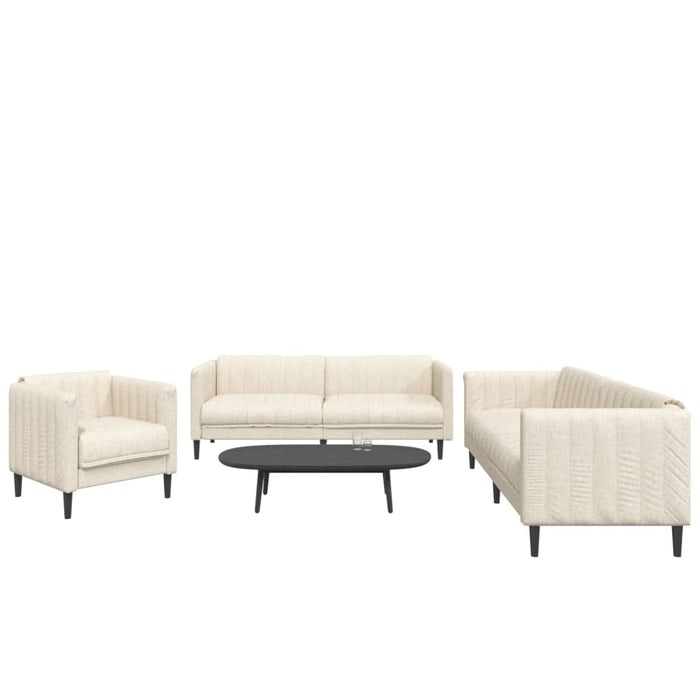 Set de canapele, 3 piese, crem, material - WALTI WALTI