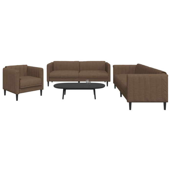 Set de canapele, 3 piese, maro, textil - WALTI WALTI