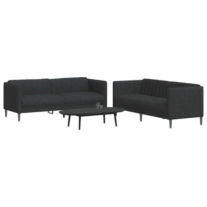 Set de canapele, 2 piese, negru, material textil WALTI