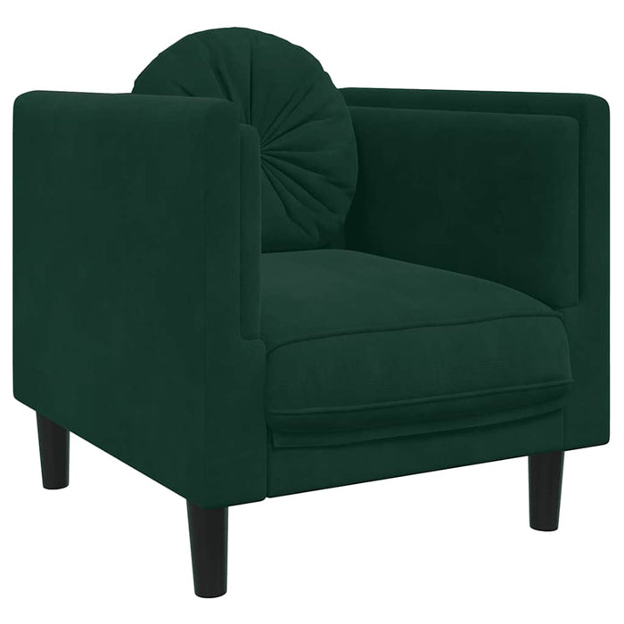 Set canapea cu perne, 3 piese, verde închis, catifea WALTI