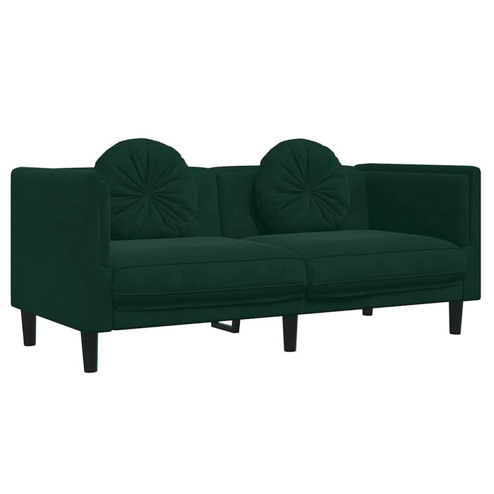 Set canapea cu perne, 3 piese, verde închis, catifea WALTI