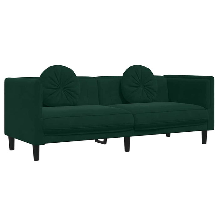 Set canapea cu perne, 3 piese, verde închis, catifea WALTI