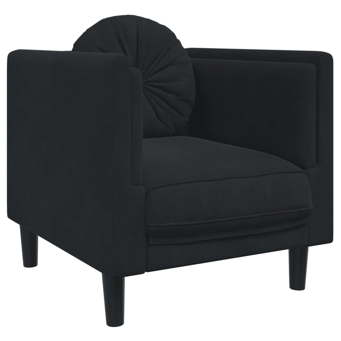 Set de canapele cu perne, 3 piese, negru, catifea - WALTI WALTI