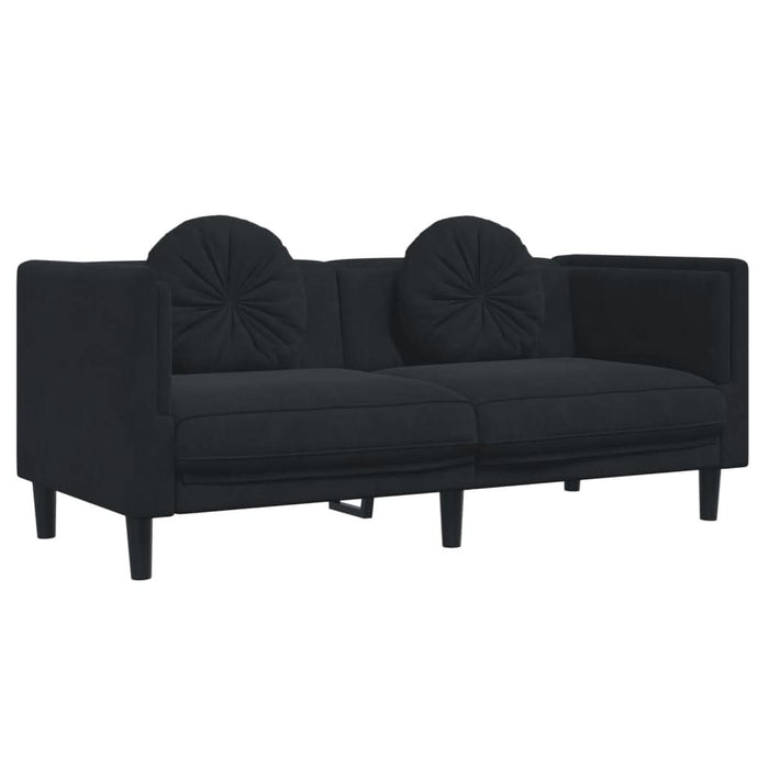 Set de canapele cu perne, 3 piese, negru, catifea - WALTI WALTI