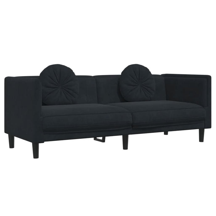 Set de canapele cu perne, 3 piese, negru, catifea - WALTI WALTI