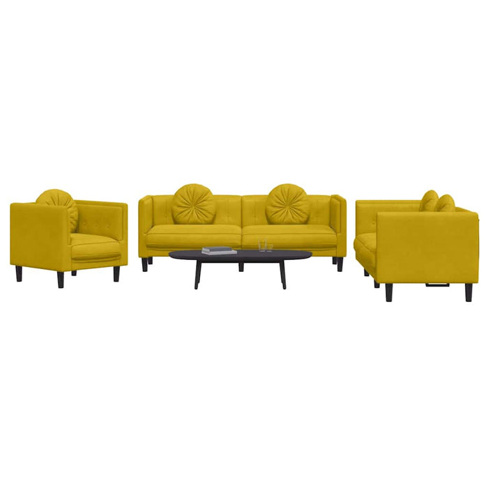 Set de canapele cu perne, 3 piese, galben, catifea - WALTI WALTI