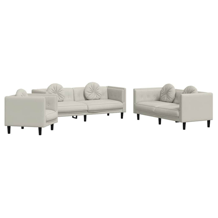 Set de canapele cu perne, 3 piese, crem, catifea - WALTI WALTI