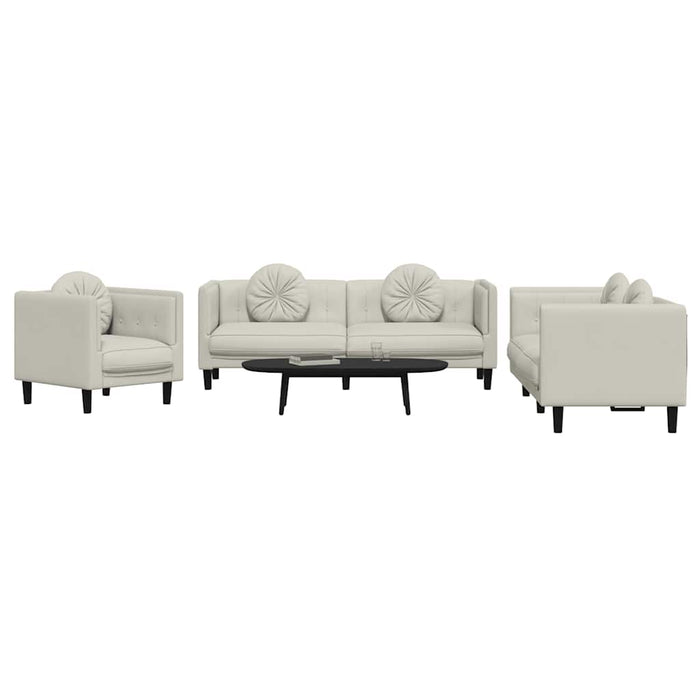 Set de canapele cu perne, 3 piese, crem, catifea - WALTI WALTI