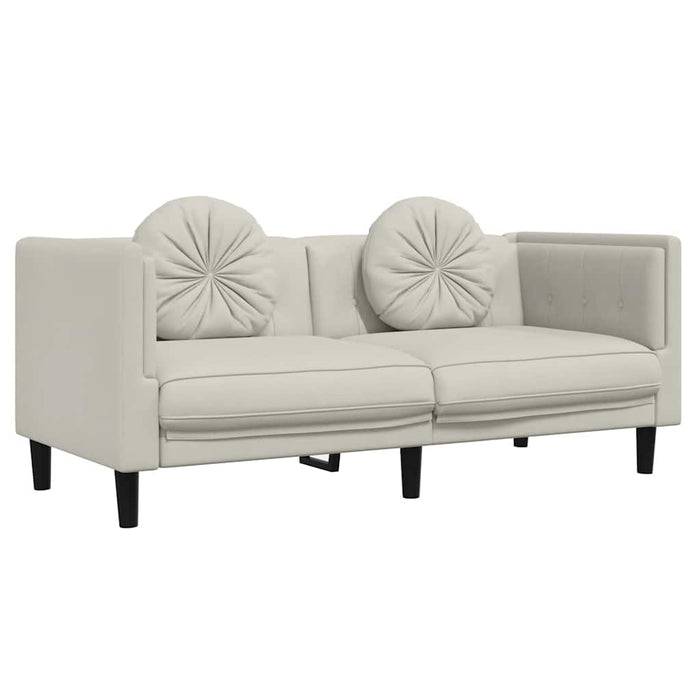 Set de canapele cu perne, 3 piese, crem, catifea - WALTI WALTI