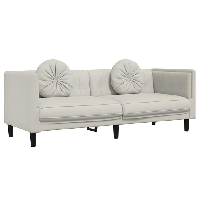 Set de canapele cu perne, 3 piese, crem, catifea - WALTI WALTI