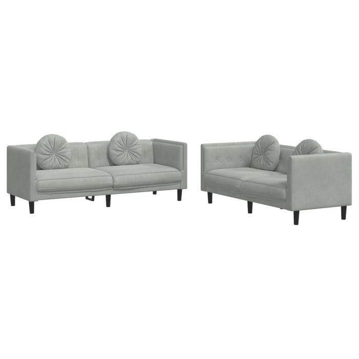 Set canapea cu perne, 2 piese, gri deschis, catifea - WALTI WALTI