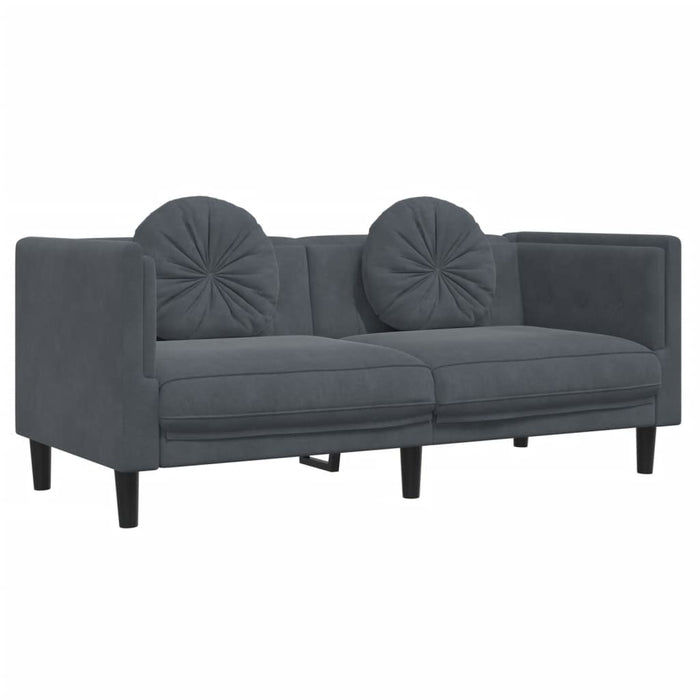 Set canapea cu perne, 2 piese, gri închis, catifea - WALTI WALTI
